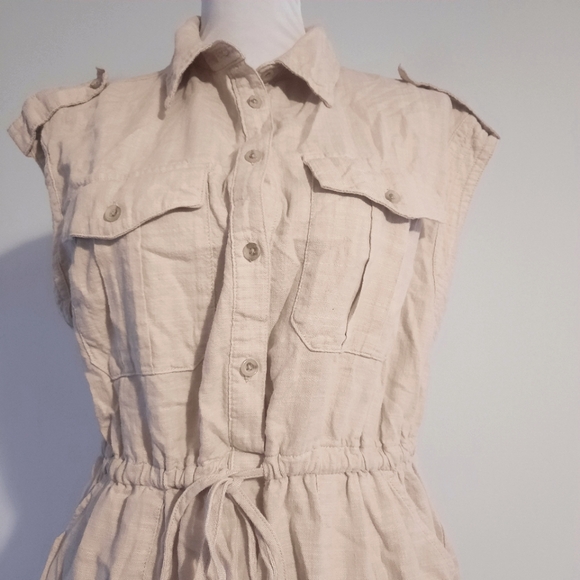 Casual Beige Button-Down Dress Size Large - Picture 3 of 16